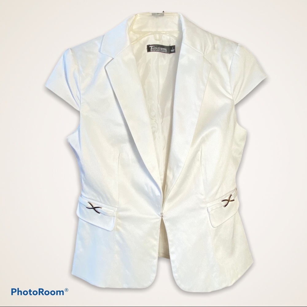 New York & Company Short Sleeve Blazer White Sz 0